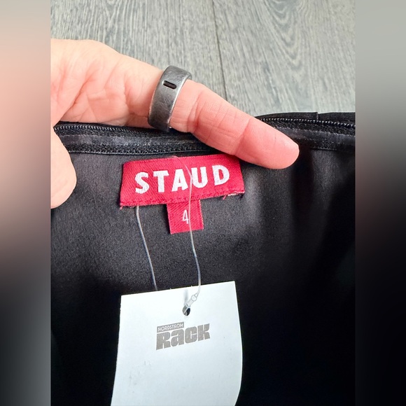 Staud Kennedy Strapless Cotton Blend Cocktail Dress in Black Size 4 - Picture 5 of 8